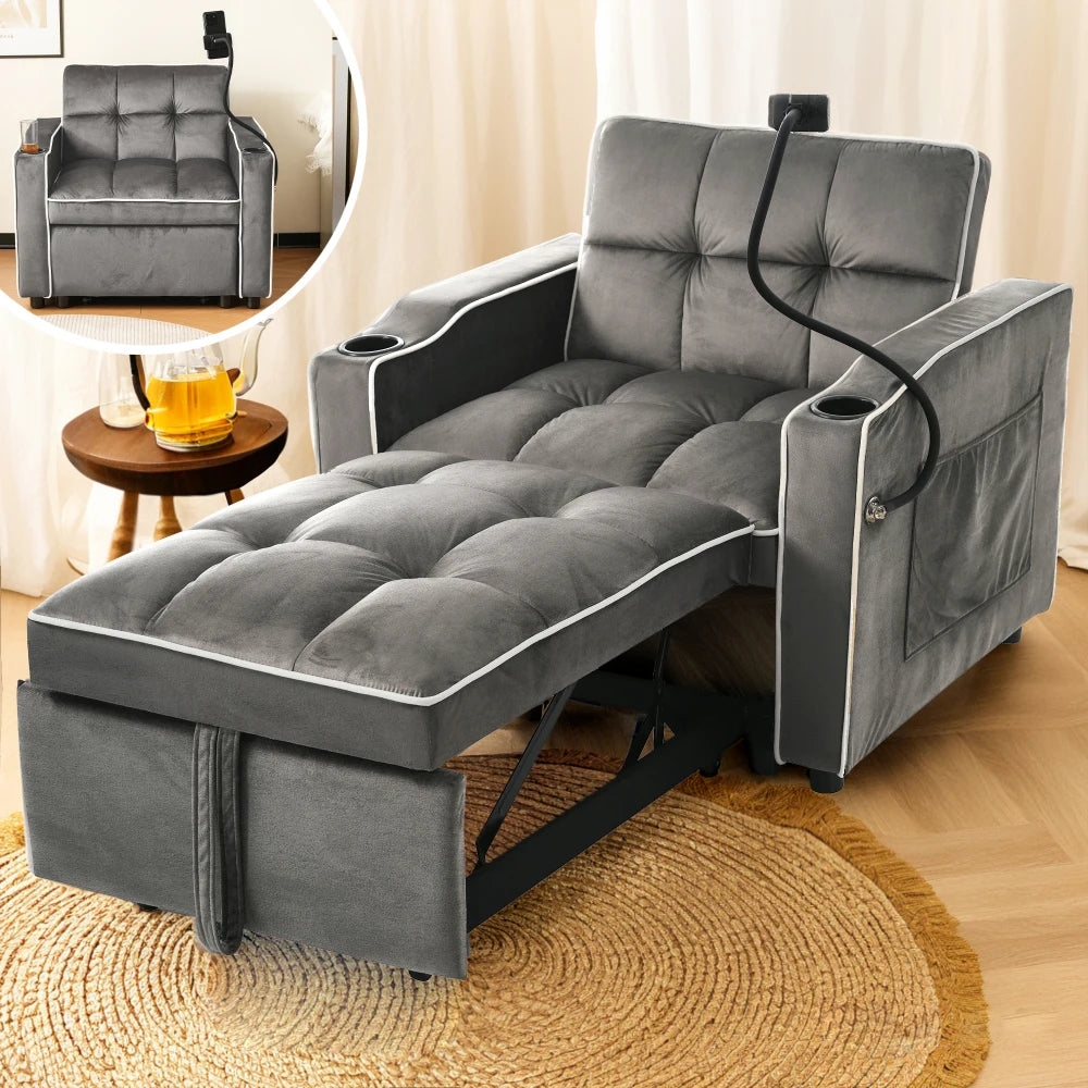 83*167*76cm 3-in-1 Extractable Single Sofa Bed