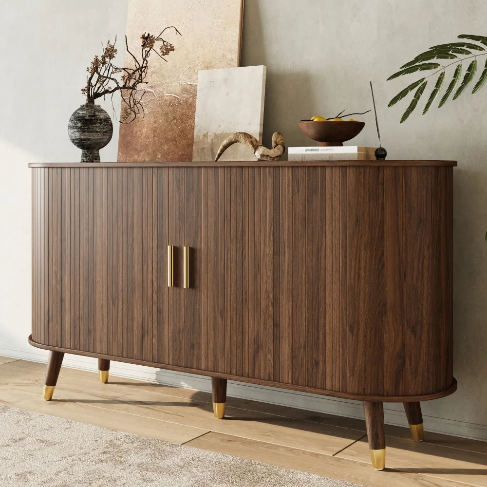 Sideboard with Vertical Beads, Two Sliding Doors, Two Drawers