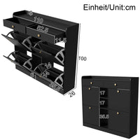 110 X 26 X 100cm Shoe Cabinet with 4 Folding Doors, 2 Drawers