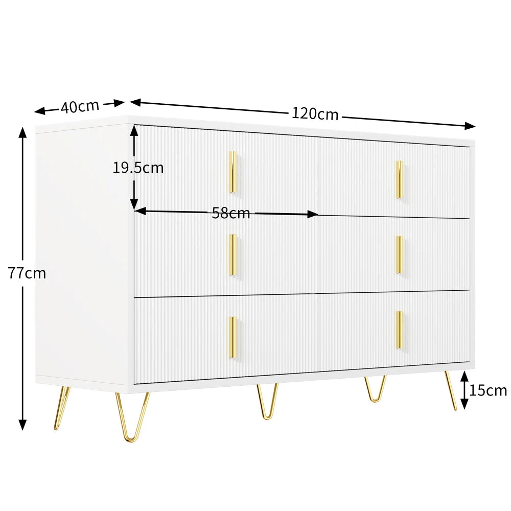 Modern Sideboard with 6 Drawers, Chest of Drawers and Plenty of Storage