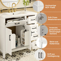 90 X 46 X 87cm Bathroom Cabinet, Silent Drawer Damping