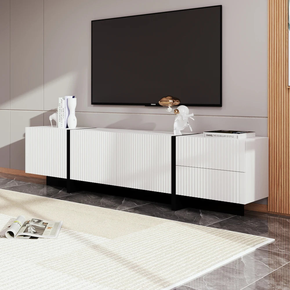 190cm Modern TV Cabinet, with 3 Doors and 2 Drawers, Large Storage