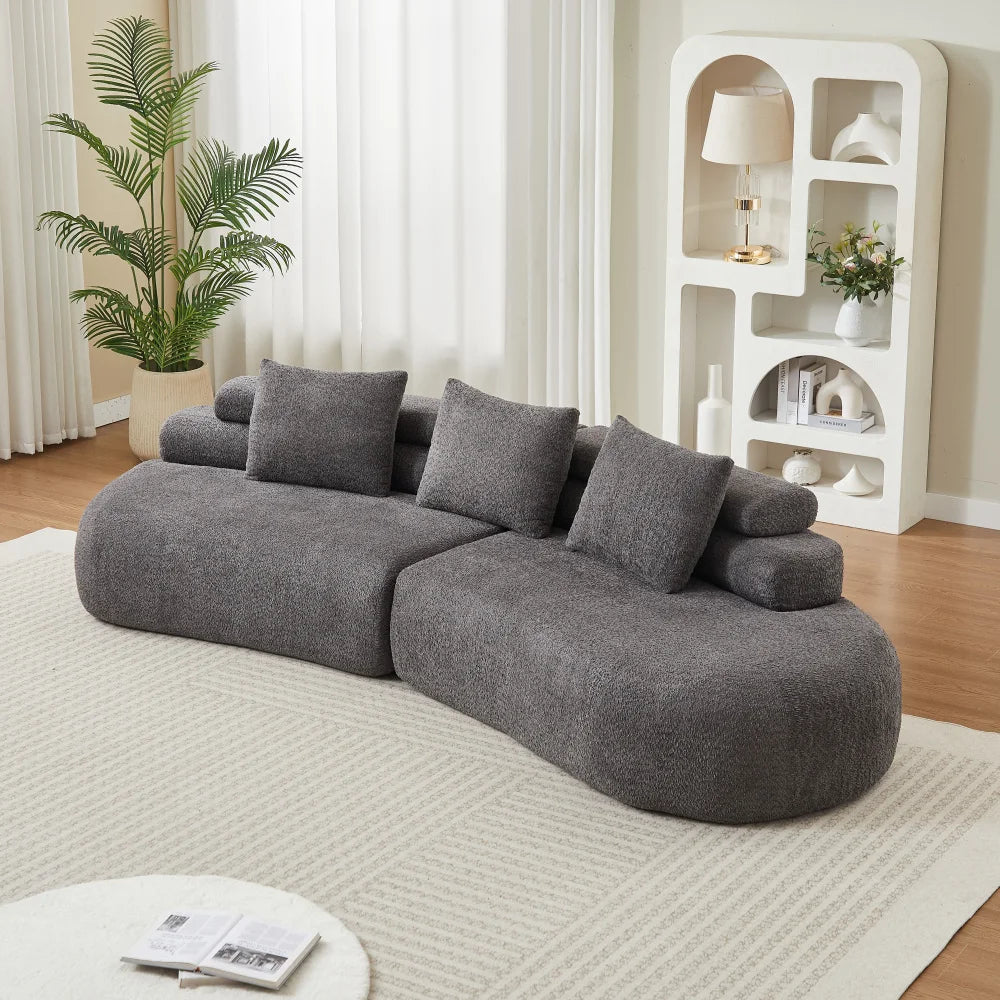 Modulær chenillesofa uden armlæn, buet design