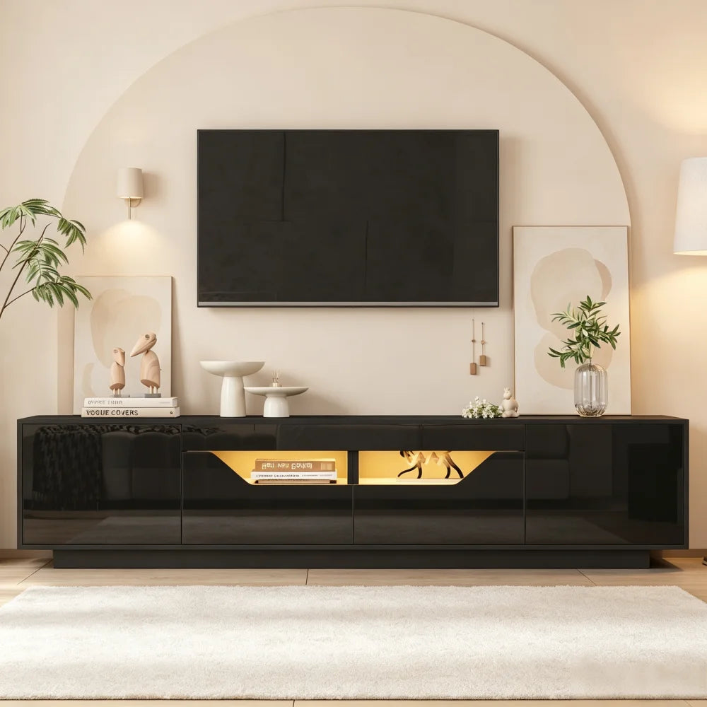 180x40x45cm High‑Gloss TV Stand Lowboard