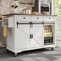 Kitchen Island, Dining Trolley with Pull-out Worktop