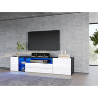 High Gloss LED Low Board TV Cabinet, TV Stand with 2 Drawers and 2 Cabinets
