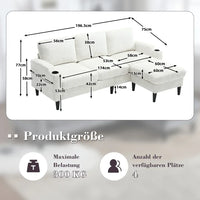 4-seater Elegant Sofa with Stool and Storage with Comfortable Armrests
