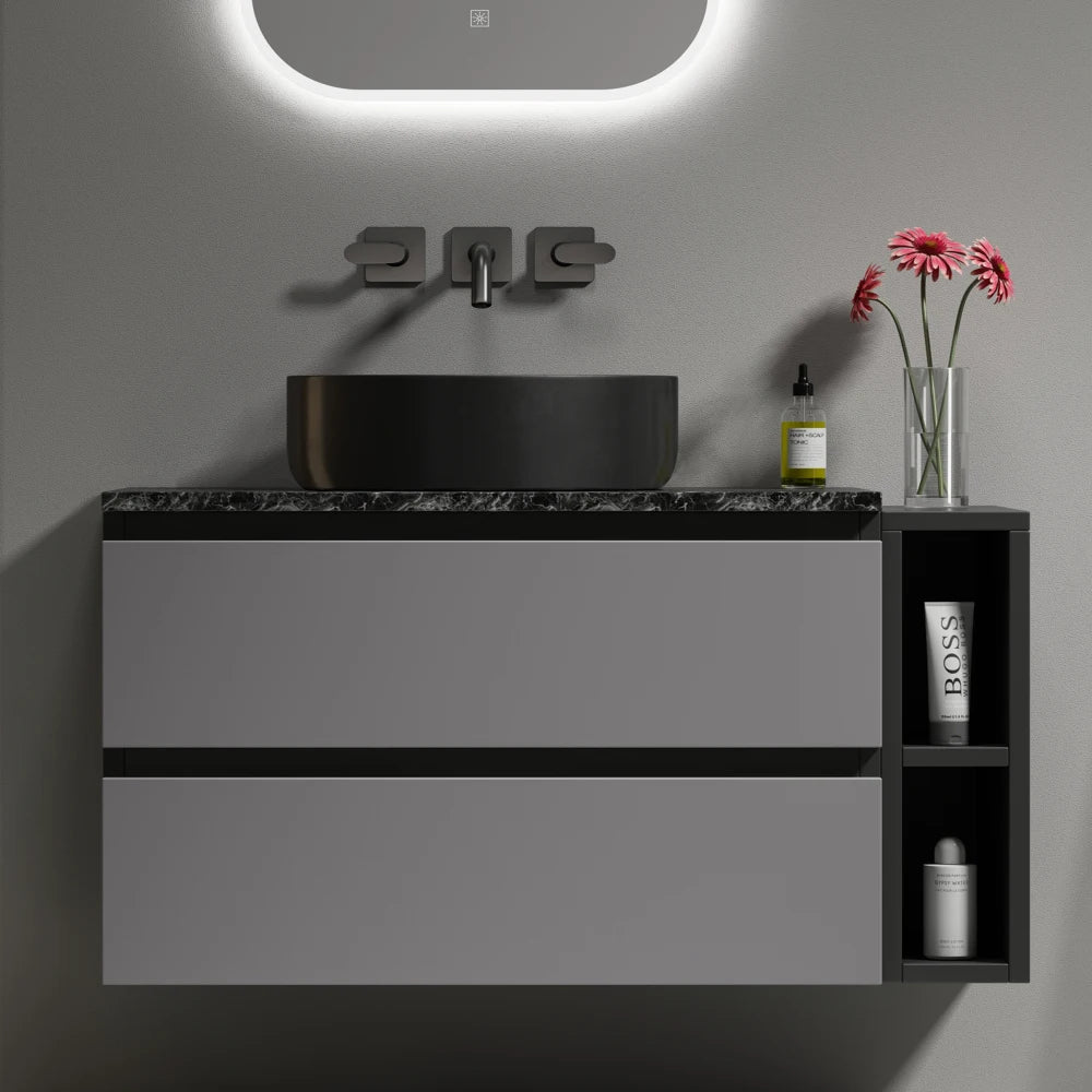 80cm Wide Sink Cabinet Hanging, with Ceramic Sink and Drawers