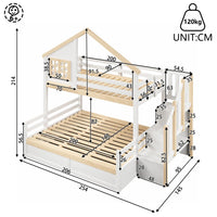 90x200cm & 140x200cm Hydraulic Lift Bunk Bed Frame with Protective Bed Grille Guard