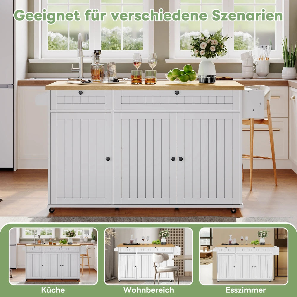 Kitchen Island with Folding Worktop