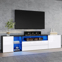 High Gloss LED Low Board TV Cabinet, TV Stand with 2 Drawers and 2 Cabinets