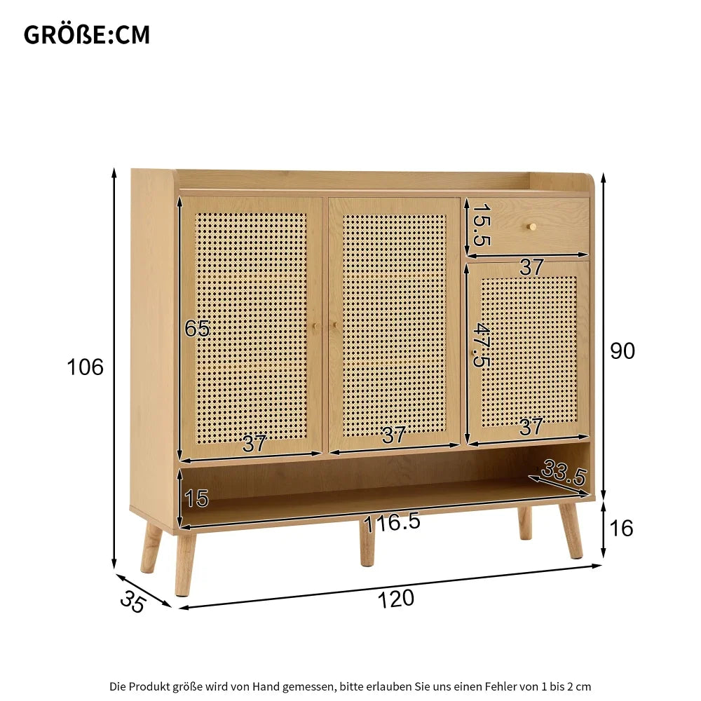 Shoe Cabinet, Shoe Rack with 3 Doors and1 Drawers and 5 Shelves