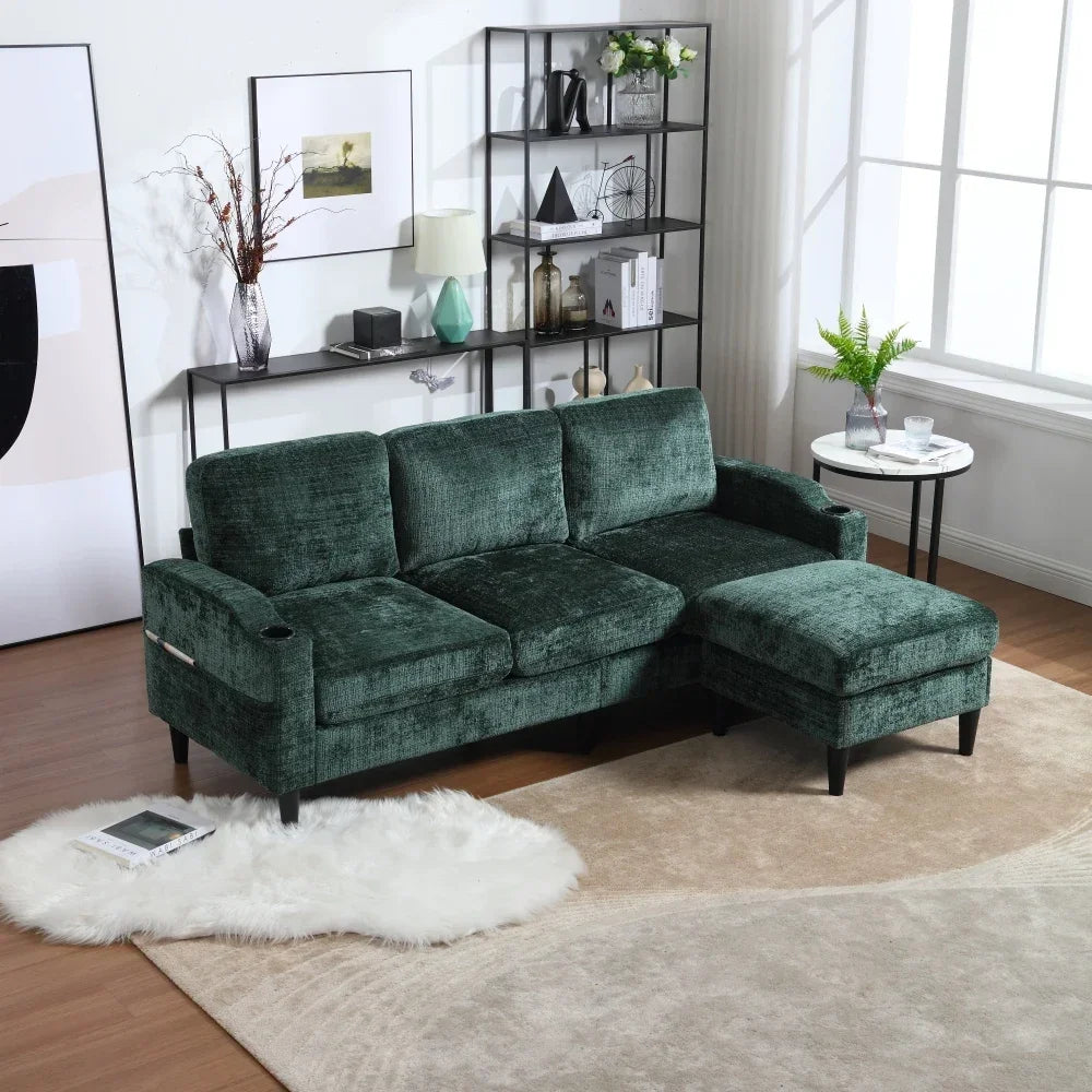 Elegant 4-personers sofa med skammel og opbevaring