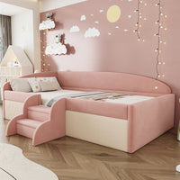 90*190cm Lovely Upholstered Sofa Bed, with Stairs and Fences