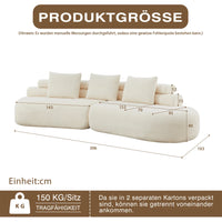 Modern Armless Modular Chenille Sofa, Curved Cashew Shape Design