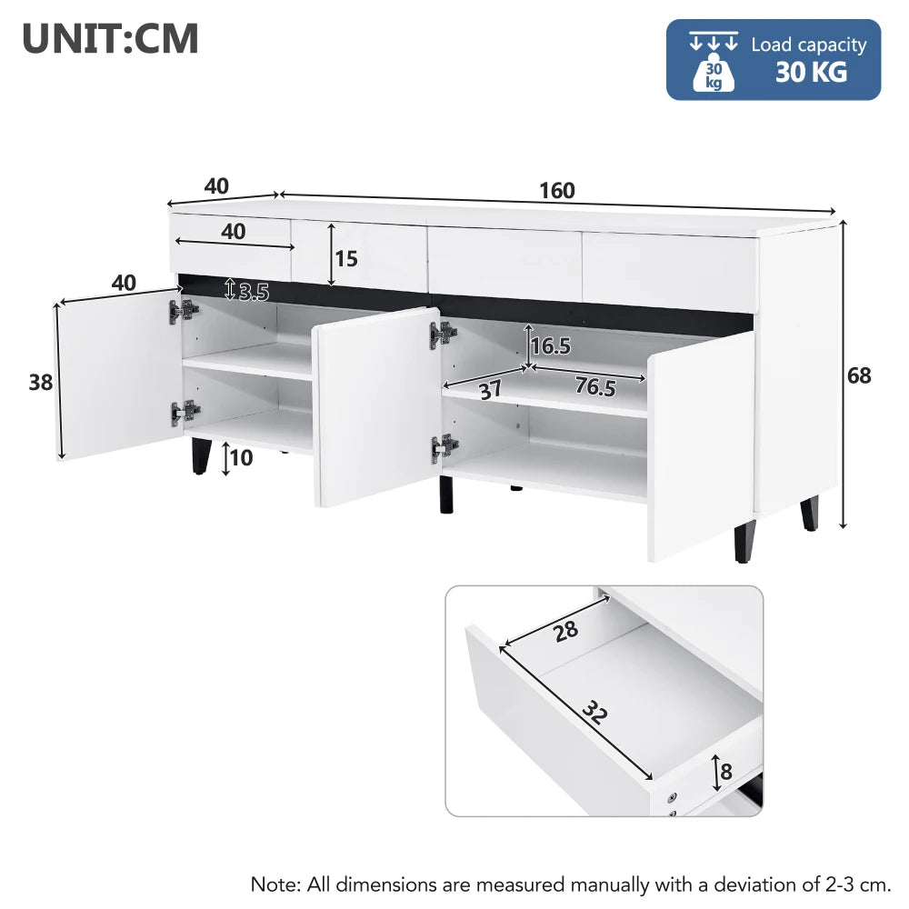 Modern High Gloss Sideboard, Drawers, Highboard