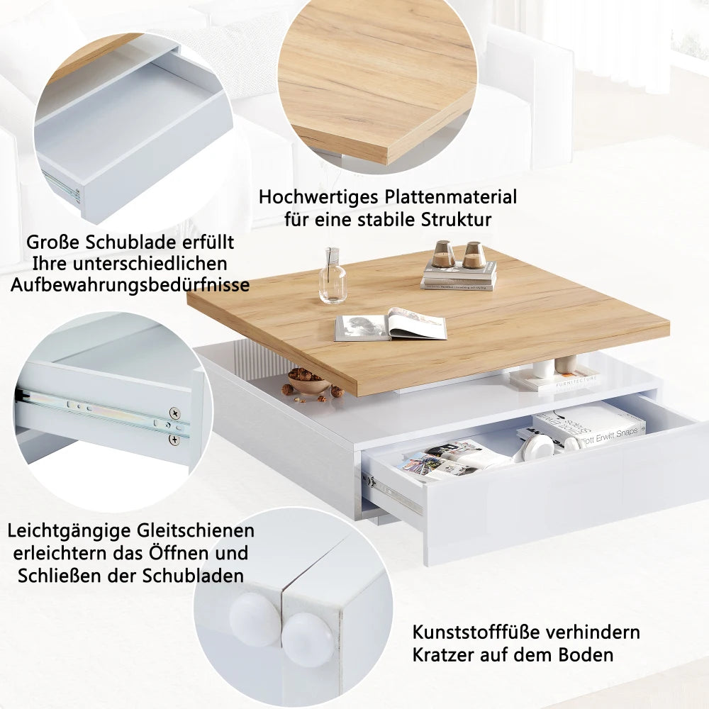 Multifunctional Square 360° Swivel Coffee Table