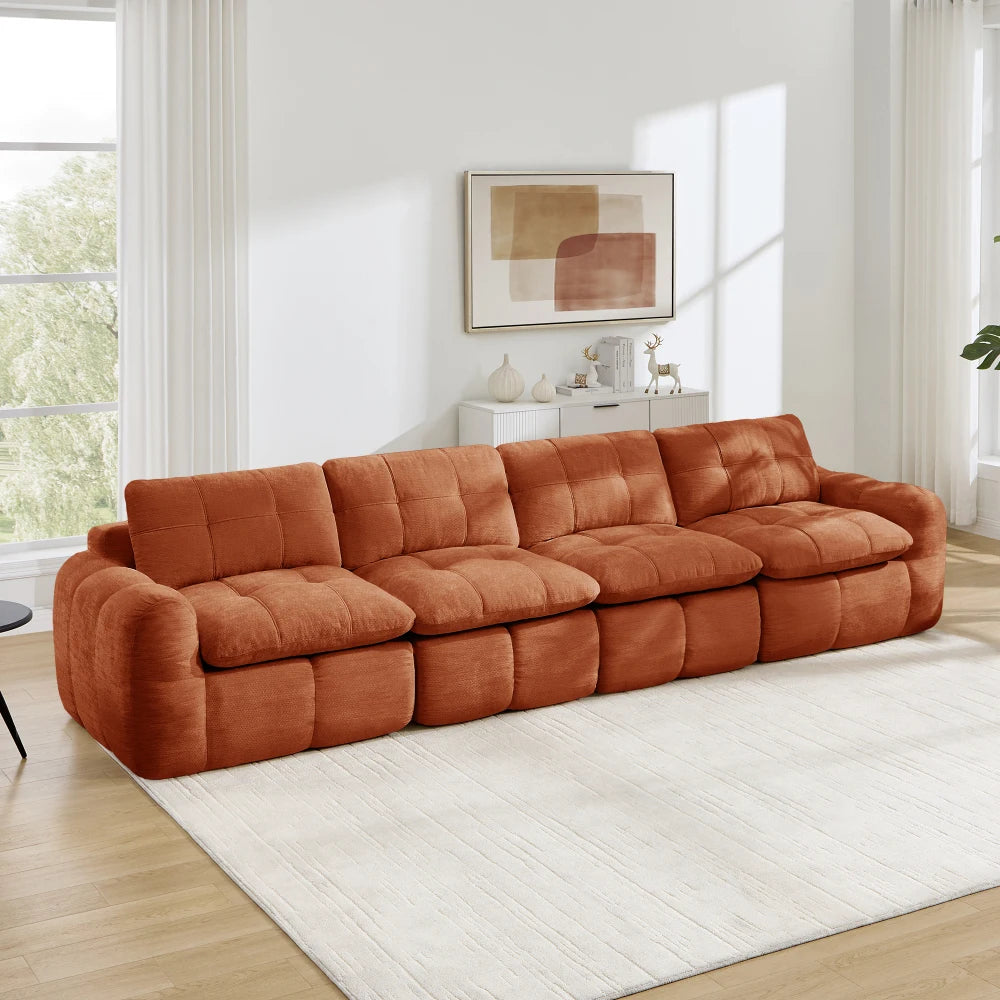 Rammeløs modulsofa til 4 personer, U-form