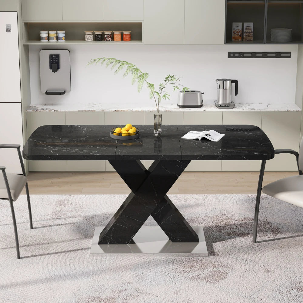 120CM-160CM Modern Rectangle Dining Table, Stretchable