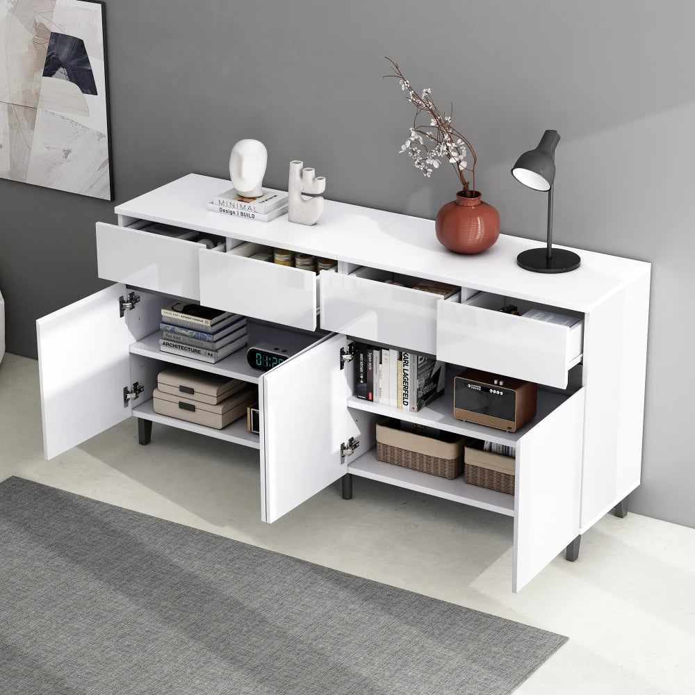 Modern High Gloss Sideboard, Drawers, Highboard