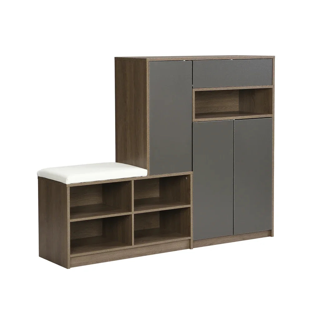 Shoe Storage Bench Shoe Wardrobe, Shoe Rack with Padded Seat