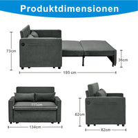 3-in-1 Minimalist Light Luxury 2-Seater Sofa Bed, Slide-to-Transform Design