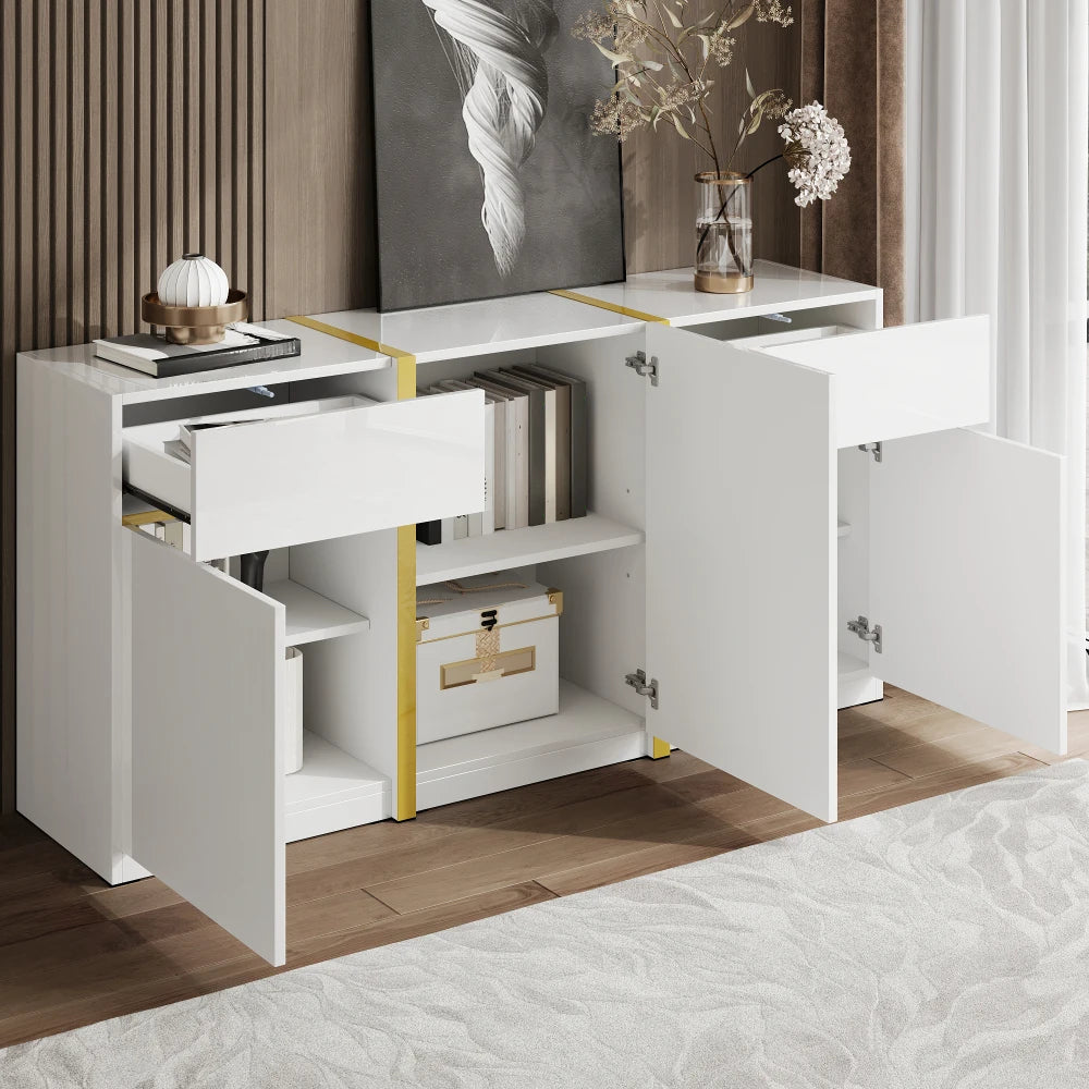 Luxurious Sideboard, High Gloss Varnish, Modern Living Room Storage Cabinet