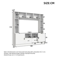 180*35*170cm TV Living Wall Set with Showcase, TV Cabinet Set, 2 Cabinets