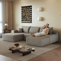 270cm Boneless Modular Corner Sofa, L-Shaped Modular Couch with Armchair