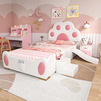 Cartoon Cute Pink Princess Bed Upholstered Bed, 90x200cm
