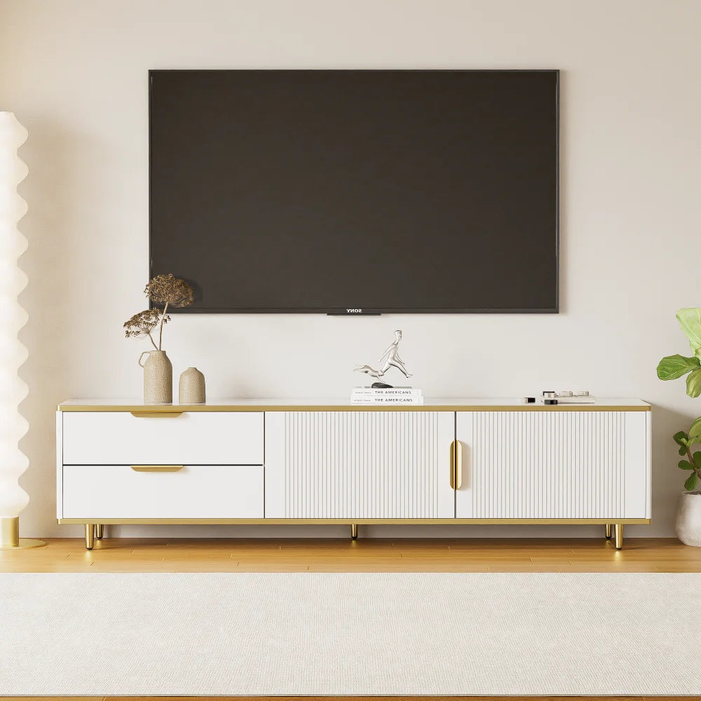Moderne TV-bord med udskåret struktur, 175x40x45 cm