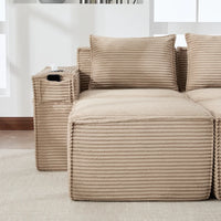 4-Seater Modular Corduroy Sofa Set with 2 Stools