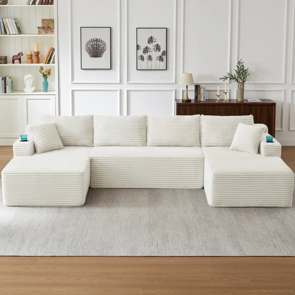 Boneless Modular U-Shaped Sofa Frame-Free for Living Room