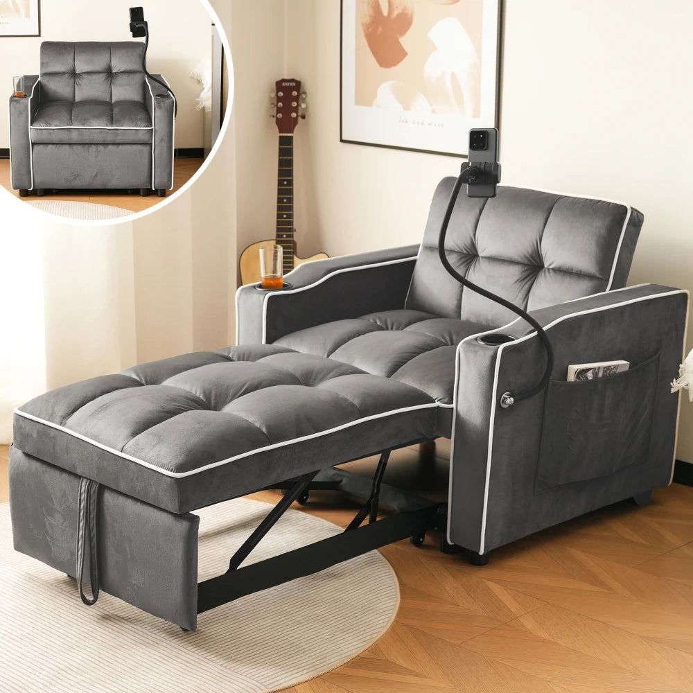 83*167*76cm 3-in-1 Extractable Single Sofa Bed