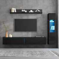3-Piece TV Living Wall Set with LED Lighting, High Gloss Furniture Set