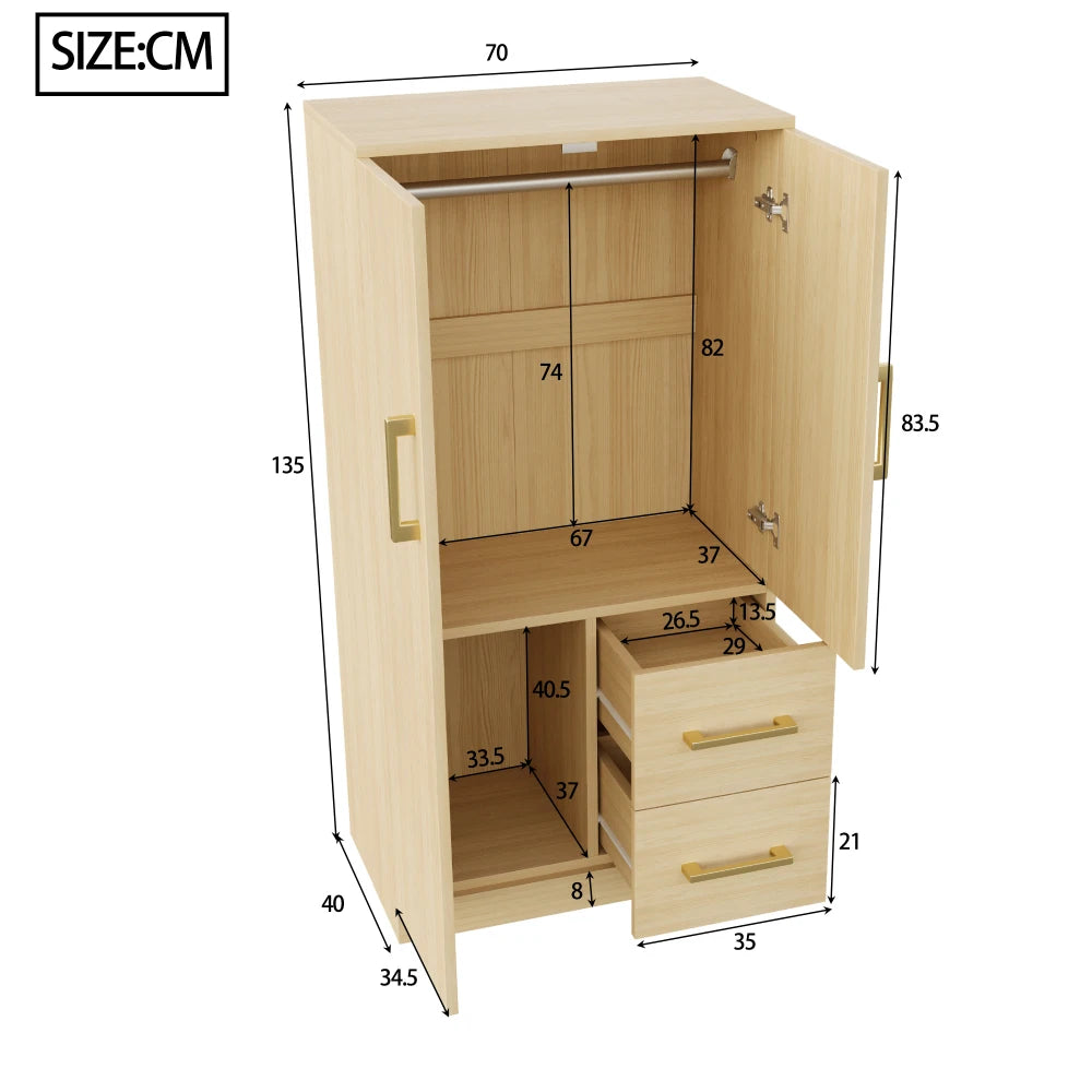 70 X 40 X 135cm Modern Children's Wardrobe