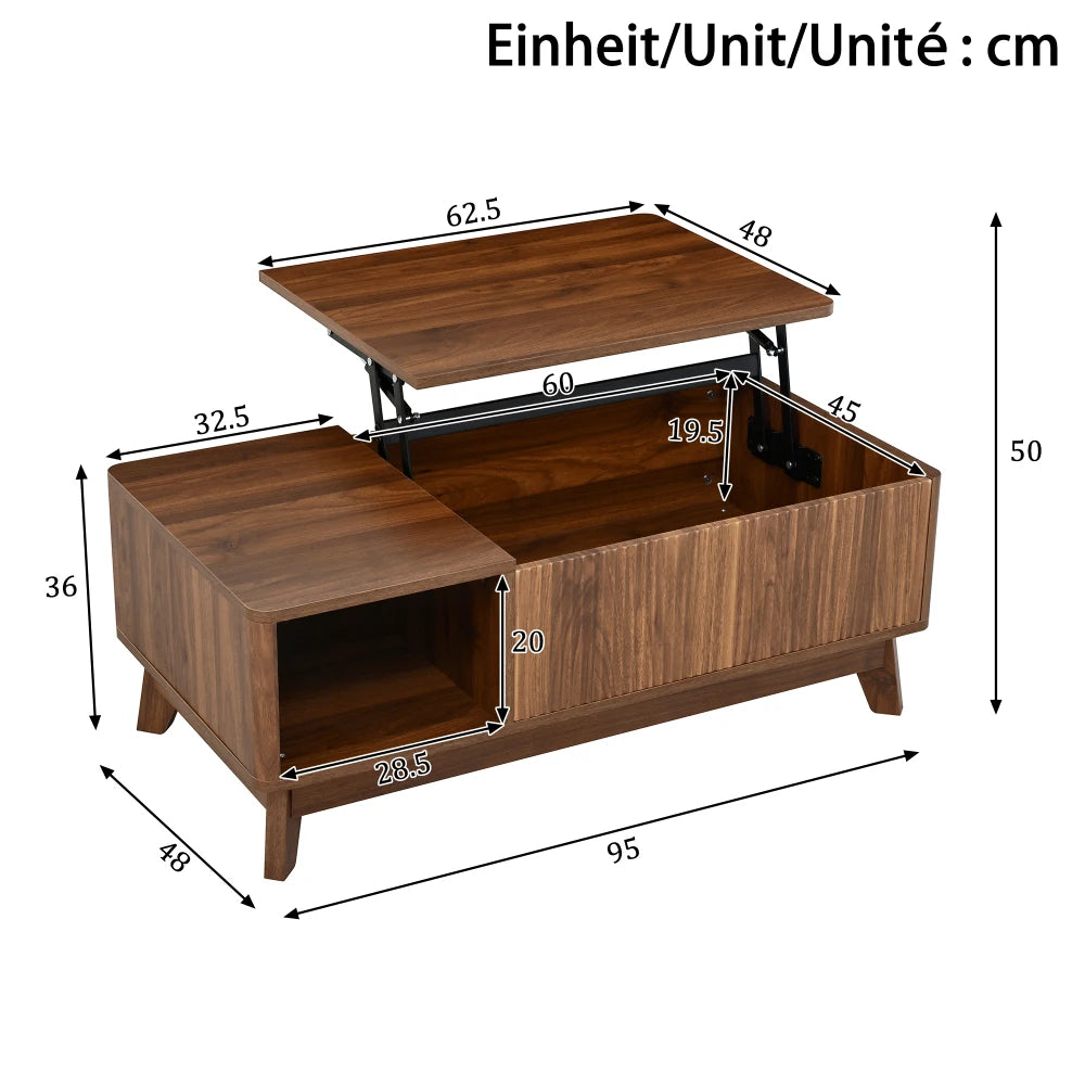 Modern Coffee Table with Lifting Function, Wave Optics