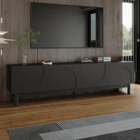 Modern TV Lowboard, TV Cabinet with Curved, Corrugated Doors