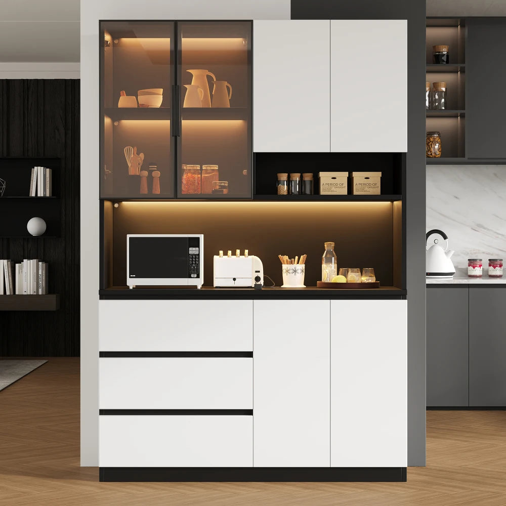 120.5×40×180CM Kitchen Storage Cabinet with 6 Doors