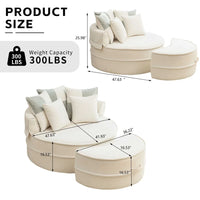 Round Sofa with 5 Pillows, Multi-Functional Reading Chair with Ottoman