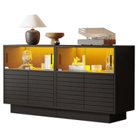 130*35*68cm Sideboard with 2 Cabinets, 4 Compartments, Glass Doors