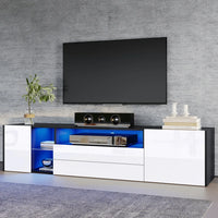 High Gloss LED Low Board TV Cabinet, TV Stand with 2 Drawers and 2 Cabinets