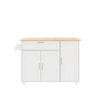 132.5*44(70)*90cm Mobile Kitchen Table, with Folding Worktop and Spice Rack