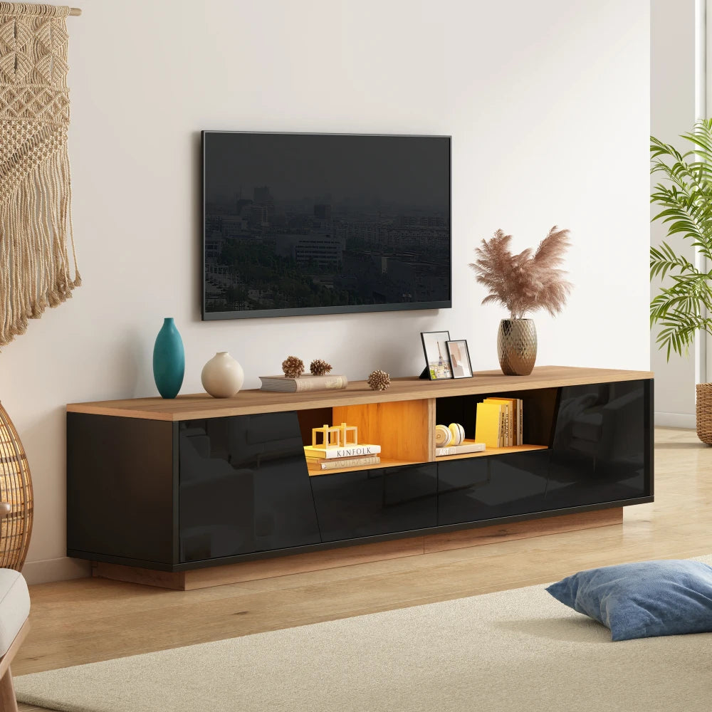 180×40×46cm High Gloss TV Stand Lowboard with 2 Drawers & 2 Storage Cabinets