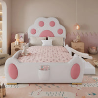 Cartoon Cute Pink Princess Bed Upholstered Bed, 90x200cm