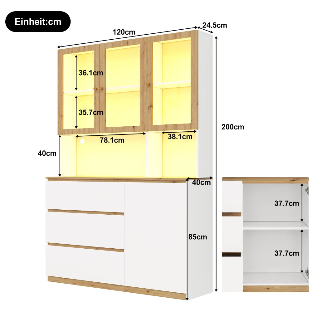 Bookcase with Glass Doors and LED Lighting