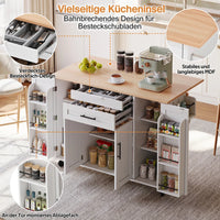 Mobile Kitchen Island, Kitchen Trolley, Extendable Worktop Up To 70cm