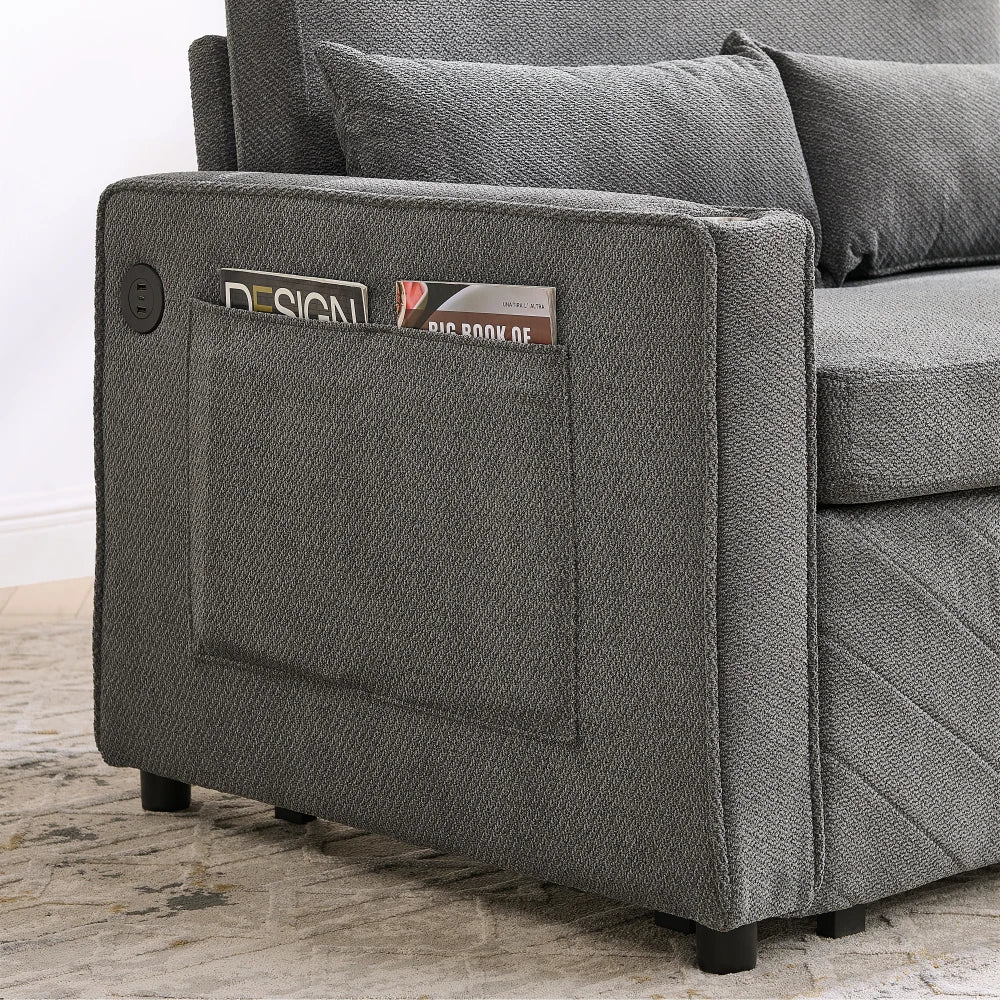 3-in-1 Minimalist Light Luxury 2-Seater Sofa Bed, Slide-to-Transform Design