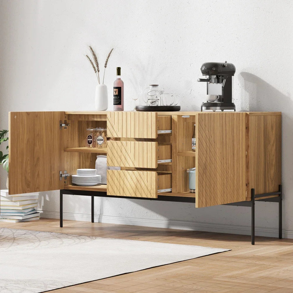 Sideboard with 2 Doors and 3 Drawers, Metal Legs, TV Cabinet, Buffet