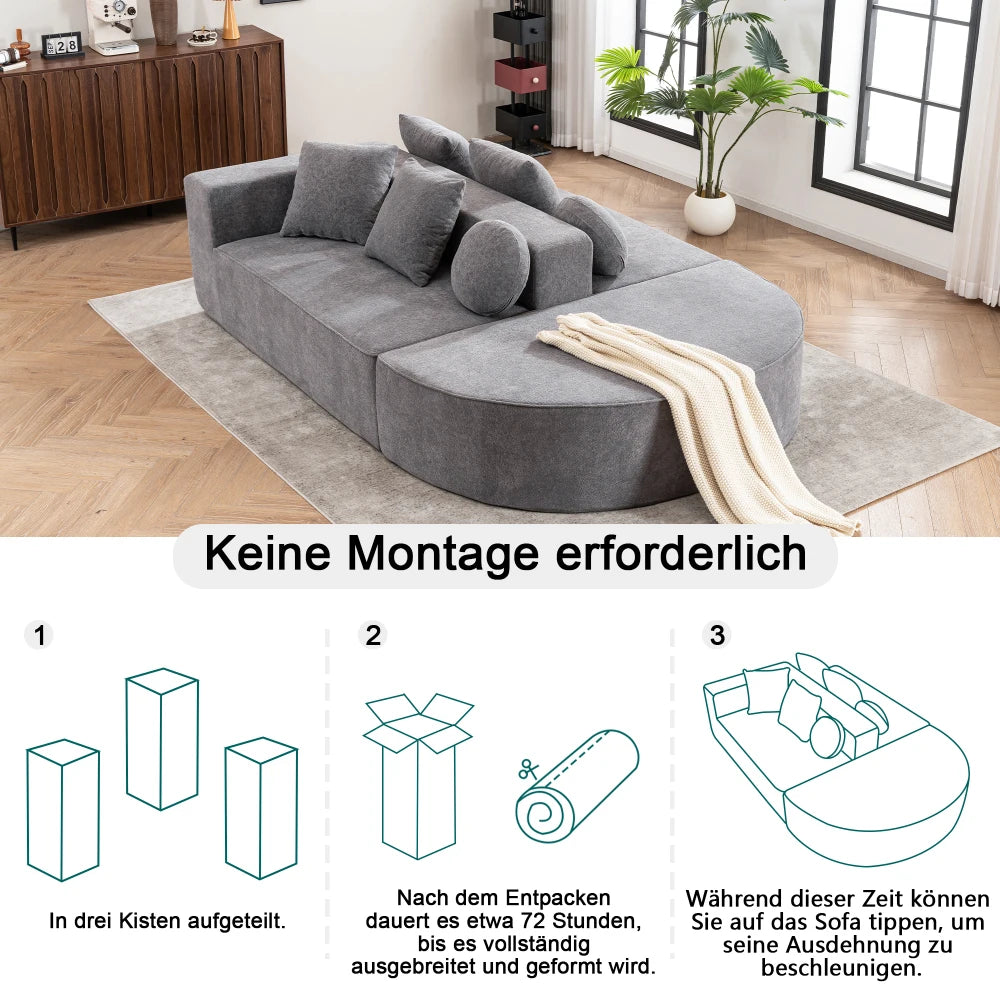 Fully Compressed Boneless Sofa, with Segmented Cloud Sofa